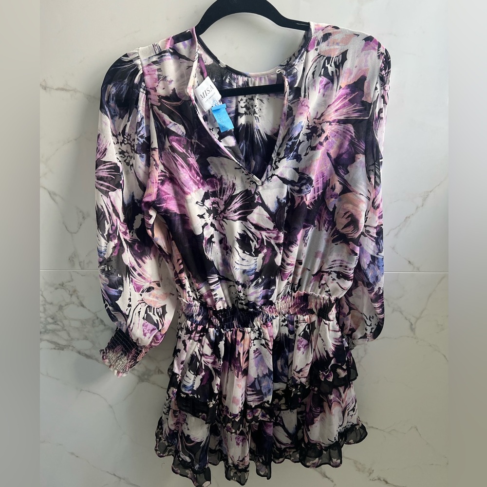 Misa purple floral smocked waist